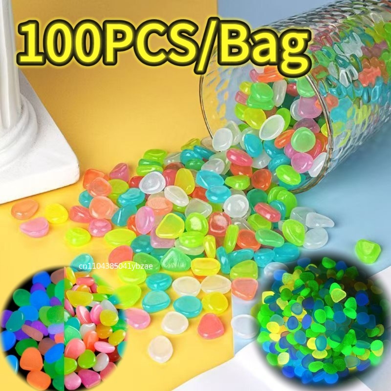 Plant Aquarium Pot - 100-800pcs Glow in The Dark Pebbles,