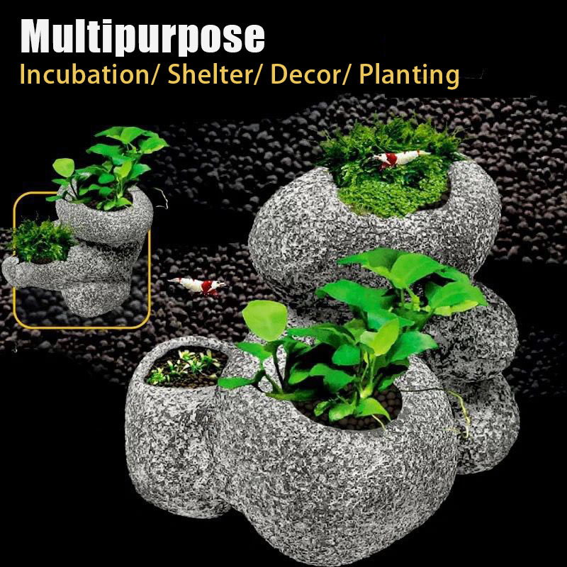 Plant Aquarium Pot - Fish Shrimp Incubation Shelter Cave Multipurpose