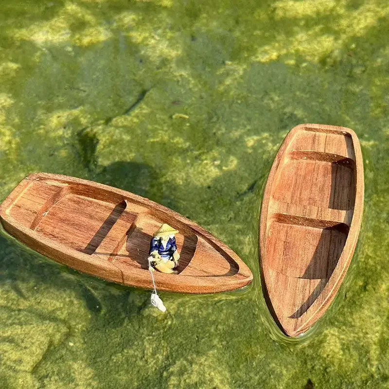 Aquarium Driftwood - Handmade Wooden Boat Mini Floating Boat