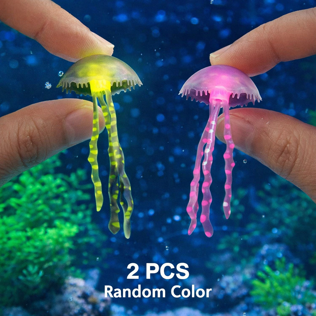 Aquarium Plants Live - Luminous Simulation Jellyfish 2Pcs Random Color